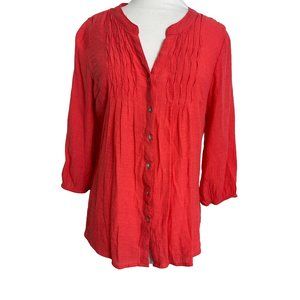 Established 1962 Womens Size Small Coral Gauzy Pullover Blouse Shirt 3/4 Sleeves